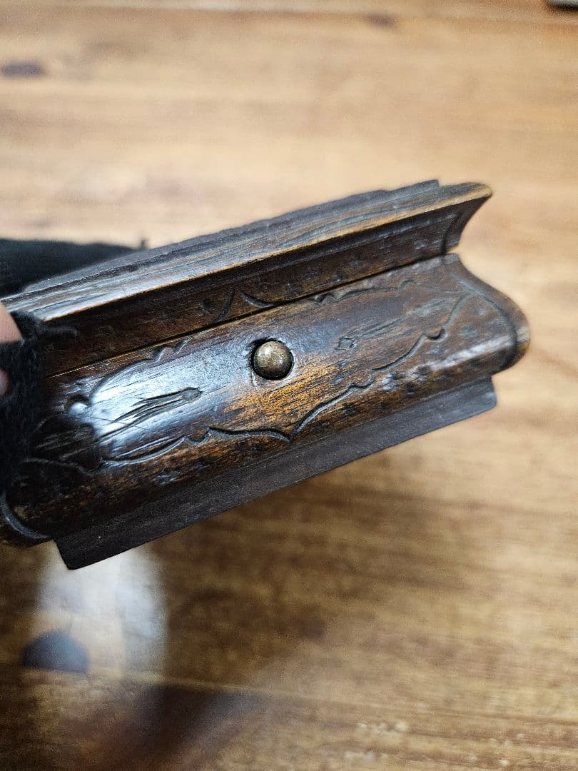 フランスアンティーク 木彫りの小物入れ ジュエリーボックス ケース 花