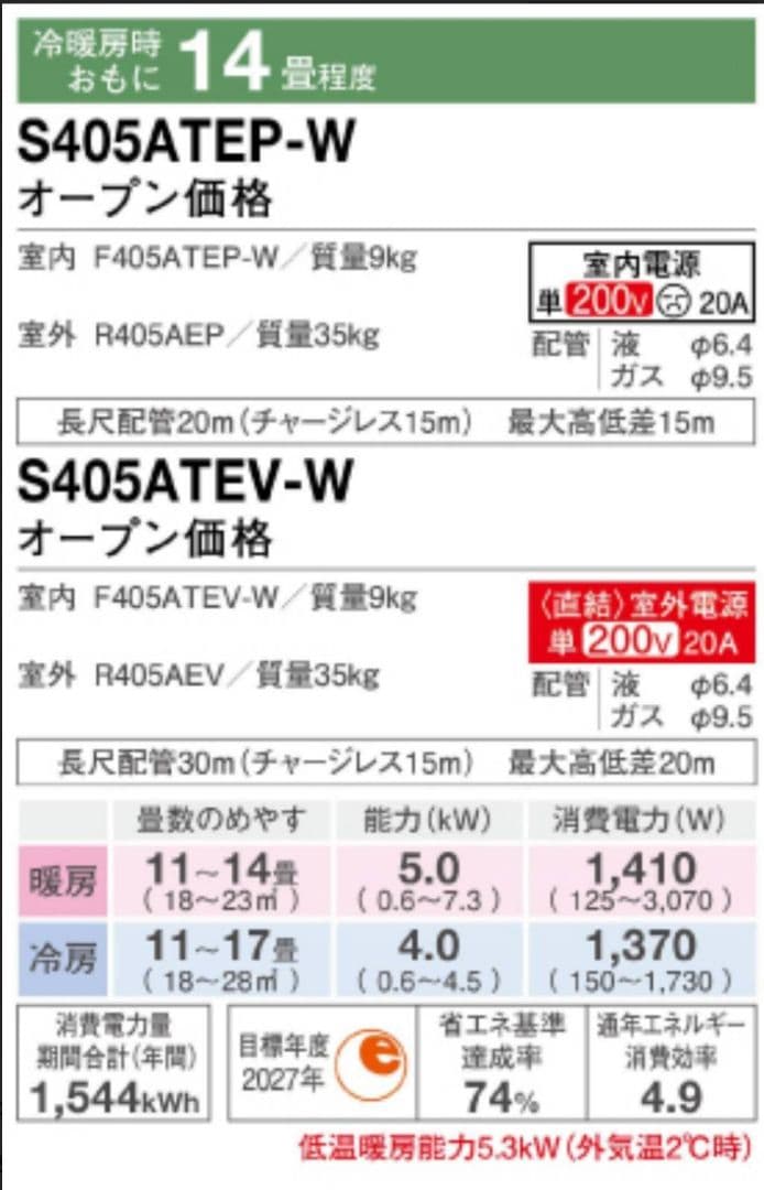 【新品未使用】Eシリーズ S405ATEP-W 2025年モデル