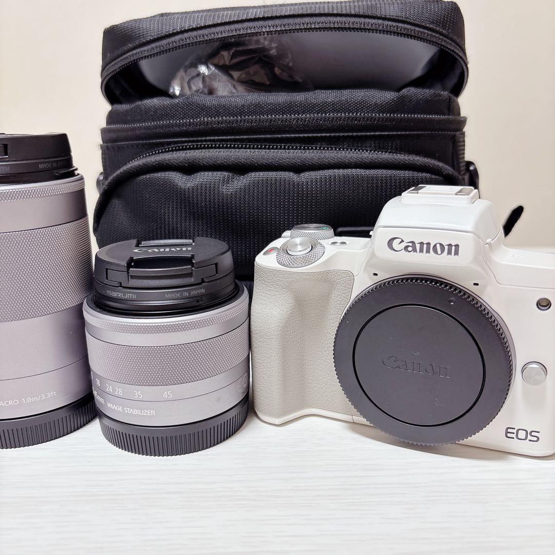 Canon EOS Kiss M ダブルズームキット ホワイト セット