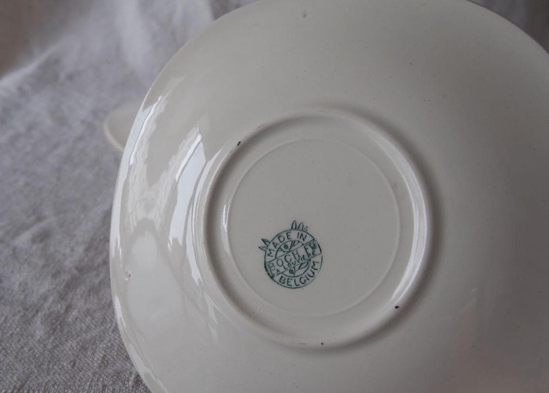 野菜の柄 カップ&ソーサー2組ケーキプレート2枚 ベルギー 陶器/K446