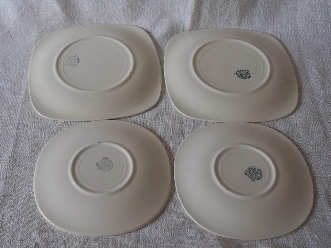 野菜の柄 カップ&ソーサー2組ケーキプレート2枚 ベルギー 陶器/K446