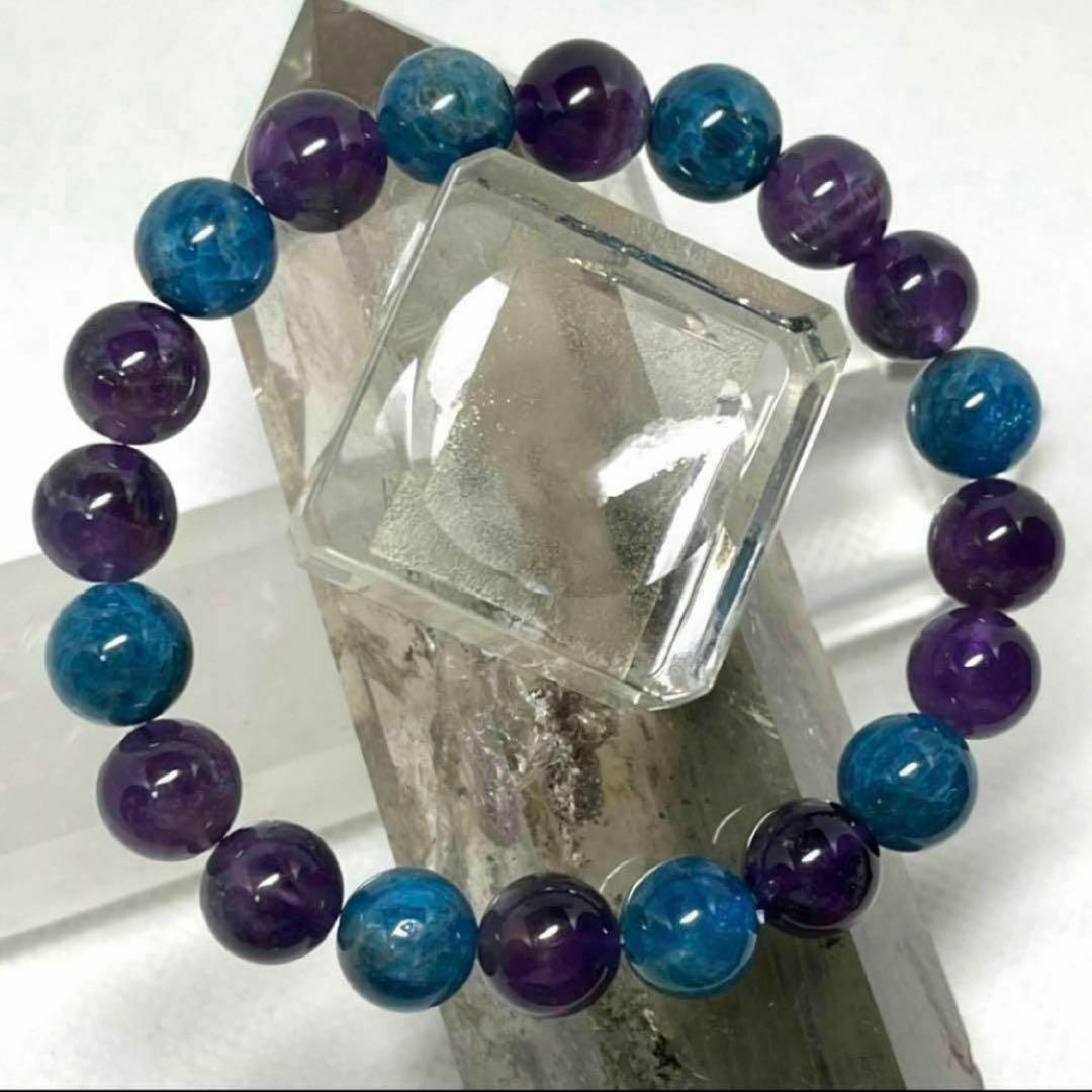 アパタイト　アメジスト　パワーストーンブレスレット　内径約16cm