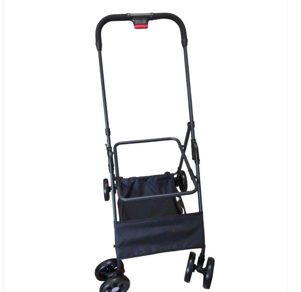 ペットカート 折りたたみ式　ストッパー付き 360度回転 　小型犬用 軽量 黒