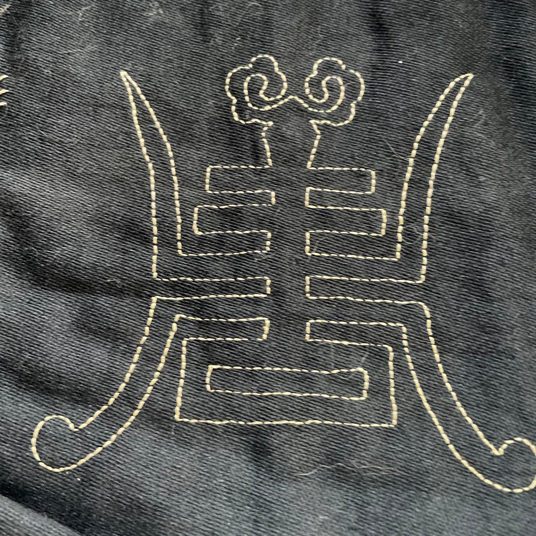 中国　古代刺繍　骨董品　ポーチ兼サッシュベルト　蓮の花　ロータス