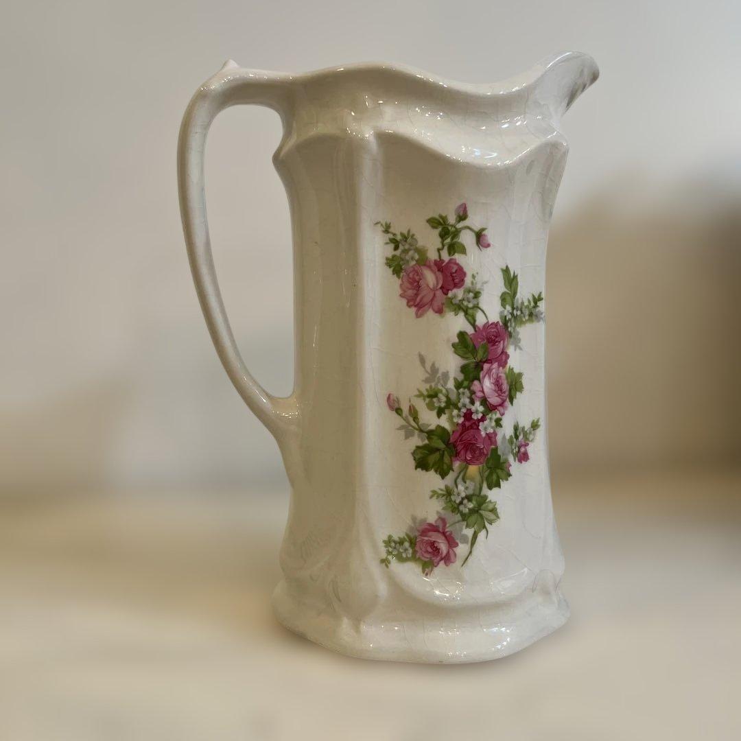 英国ヴィンテージ花柄陶器ピッチャー