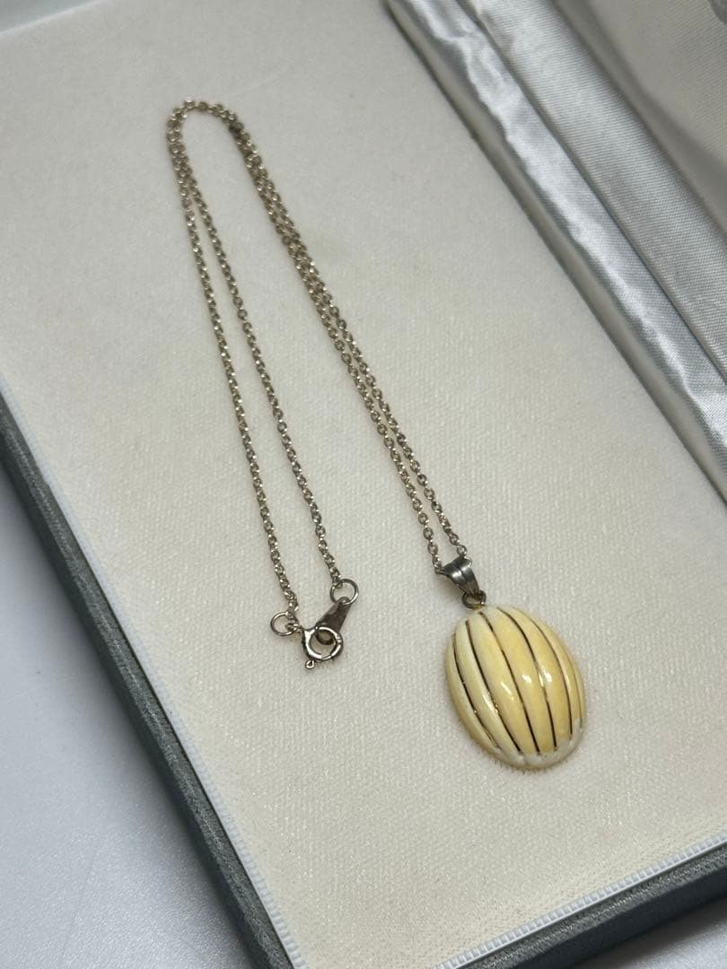 14K 585 金使用 ゾウゲ風 ペンダントトップ シルバー925チェーン付き