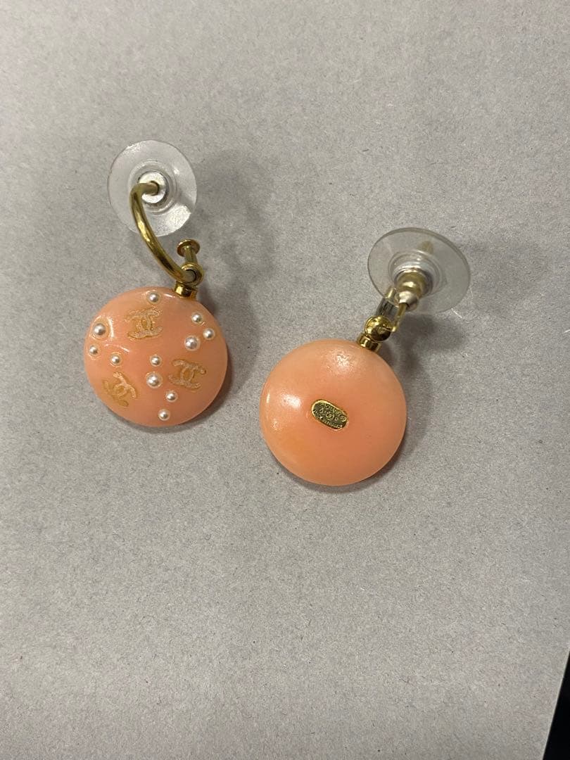 CHANEL ピンクパール　ココマーク　フープピアス