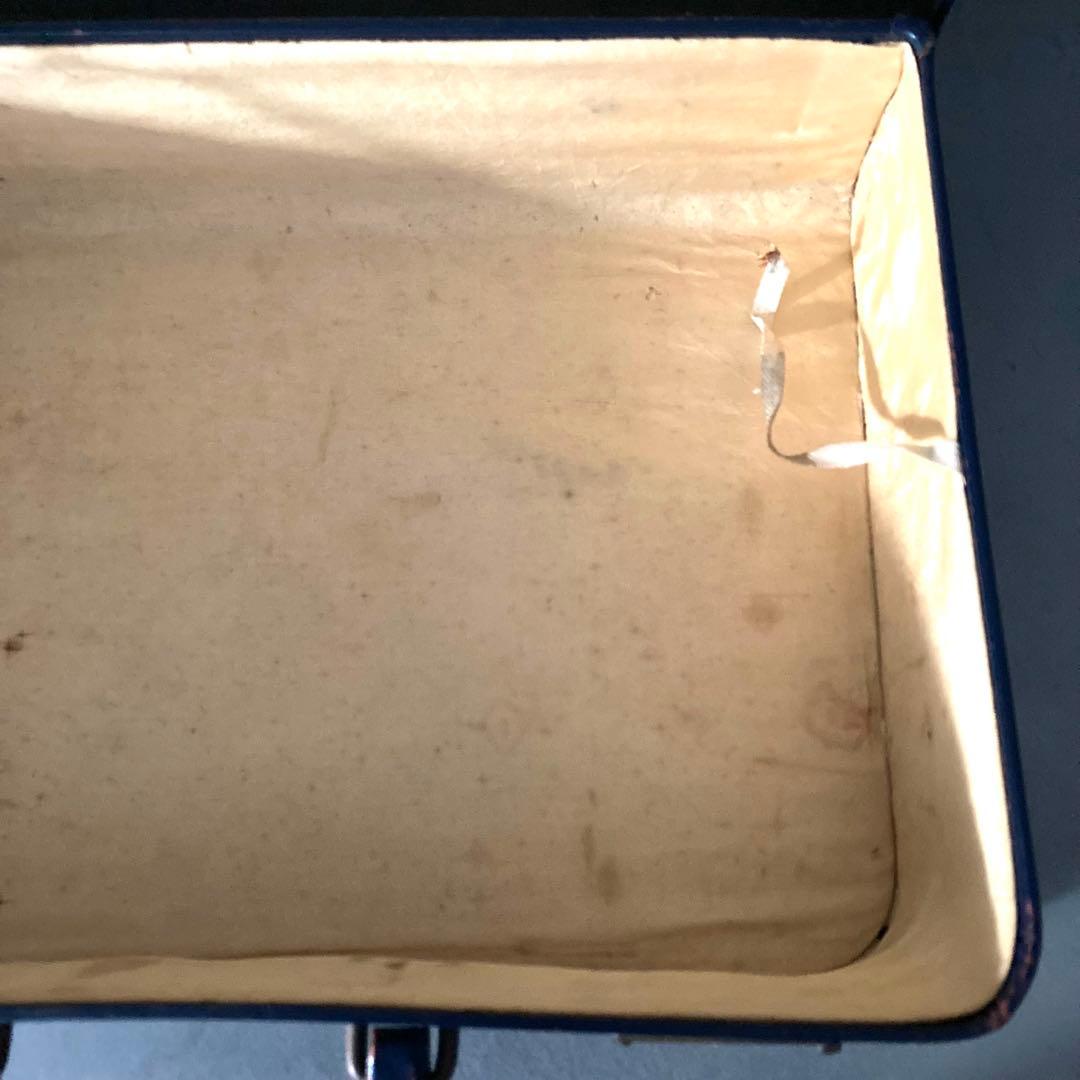 ヴィンテージ ミニ トランクケース トランクバッグ ネイビー 古道具④