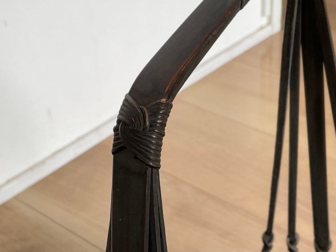 竹籠　竹編み籠　花籠　炭籠　おとし付き　民藝　置物　幅約37cm 全高約43cm