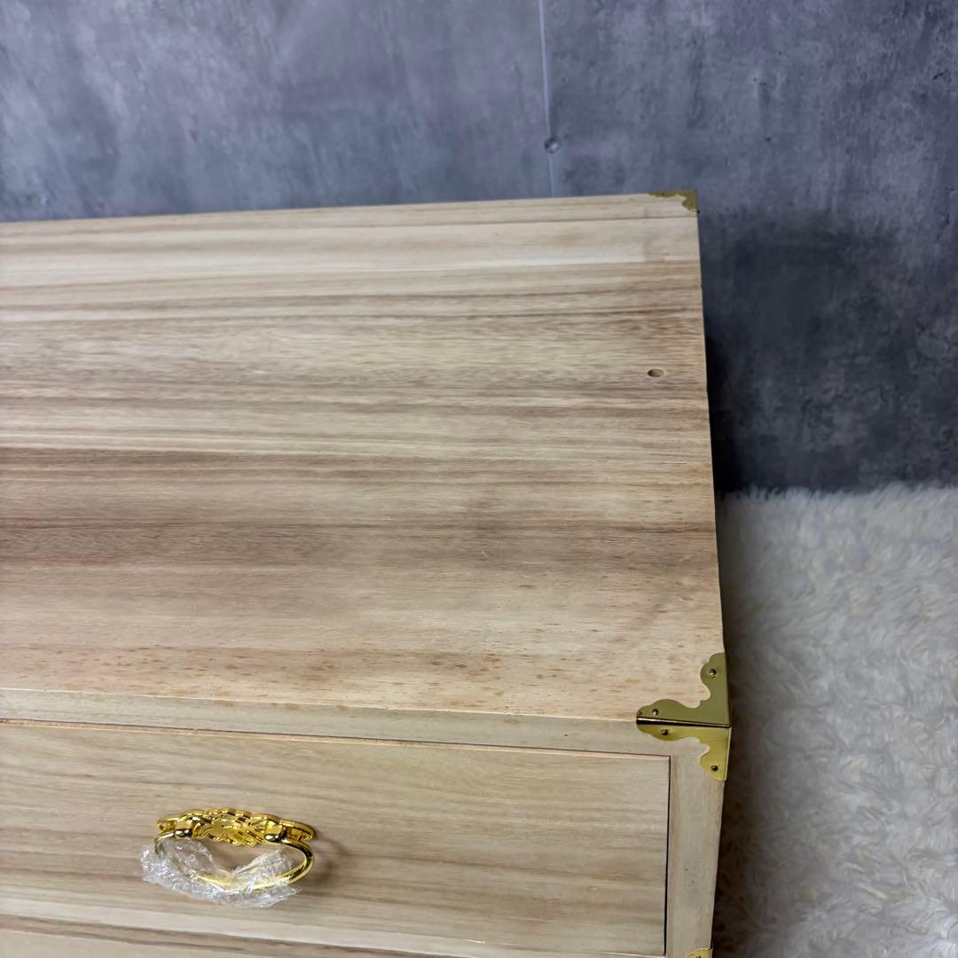 【新品未使用】桐箪笥 2段引き出し チェスト 金色装飾