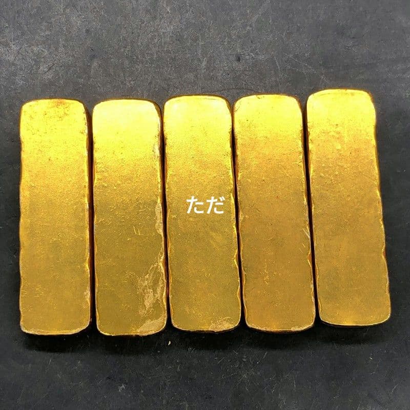 五帝金条 福禄寿喜財五枚 文鎮 文房具 銅製品 現代工芸品 置物