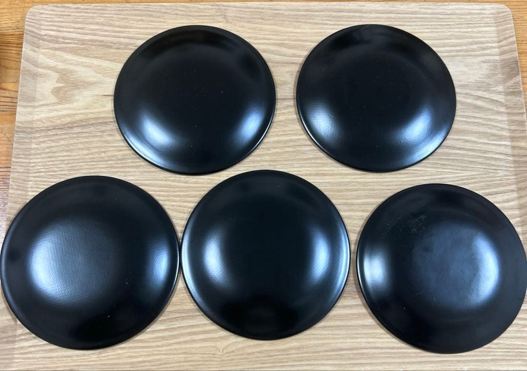 希少　沖縄　琉球漆器　紅房　べんぼう　黒漆　ハイビスカス柄　丸盆　銘々皿５枚