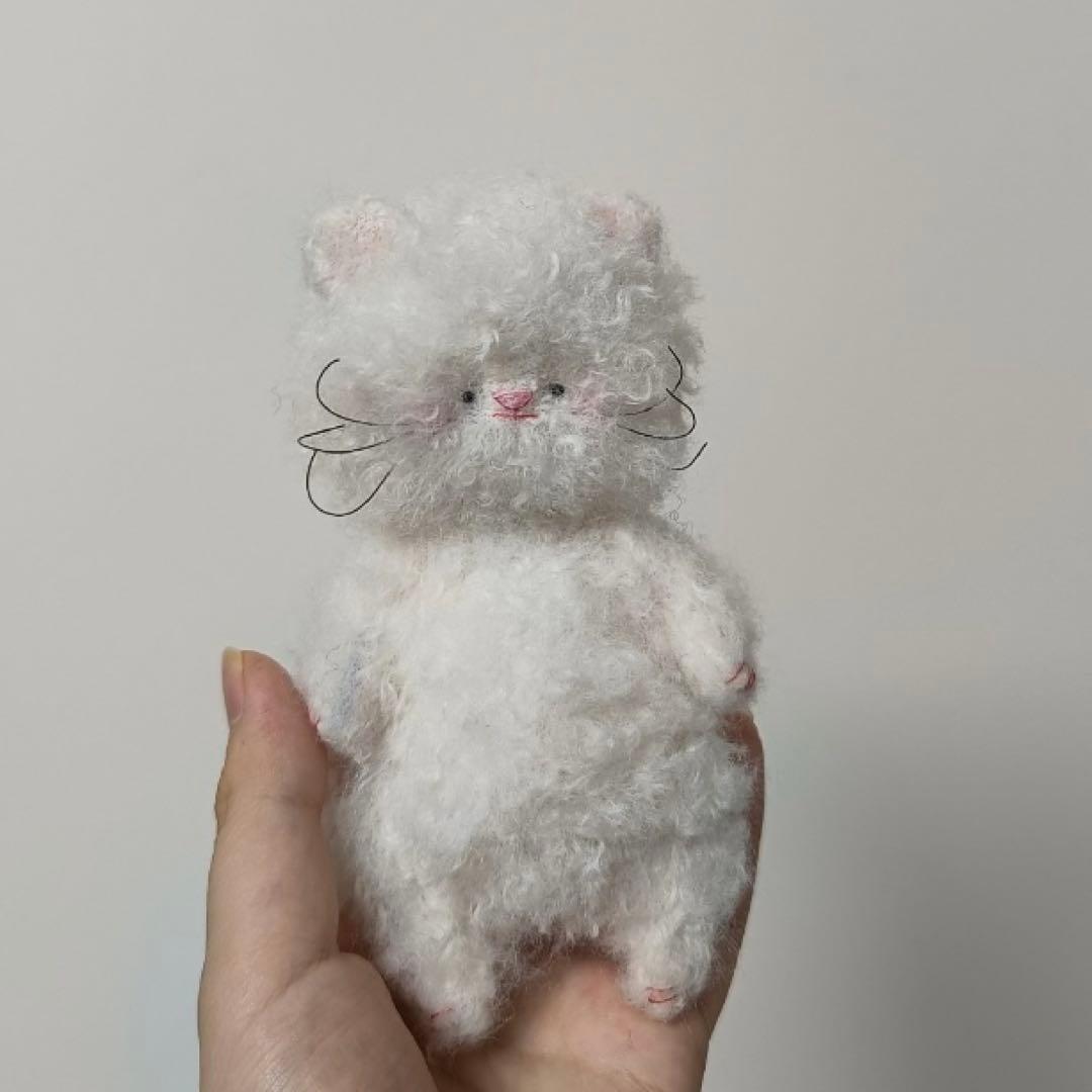 マシュマロねこちゃん ぬいぐるみ ハンドメイド 海外作家様 猫 テディベア