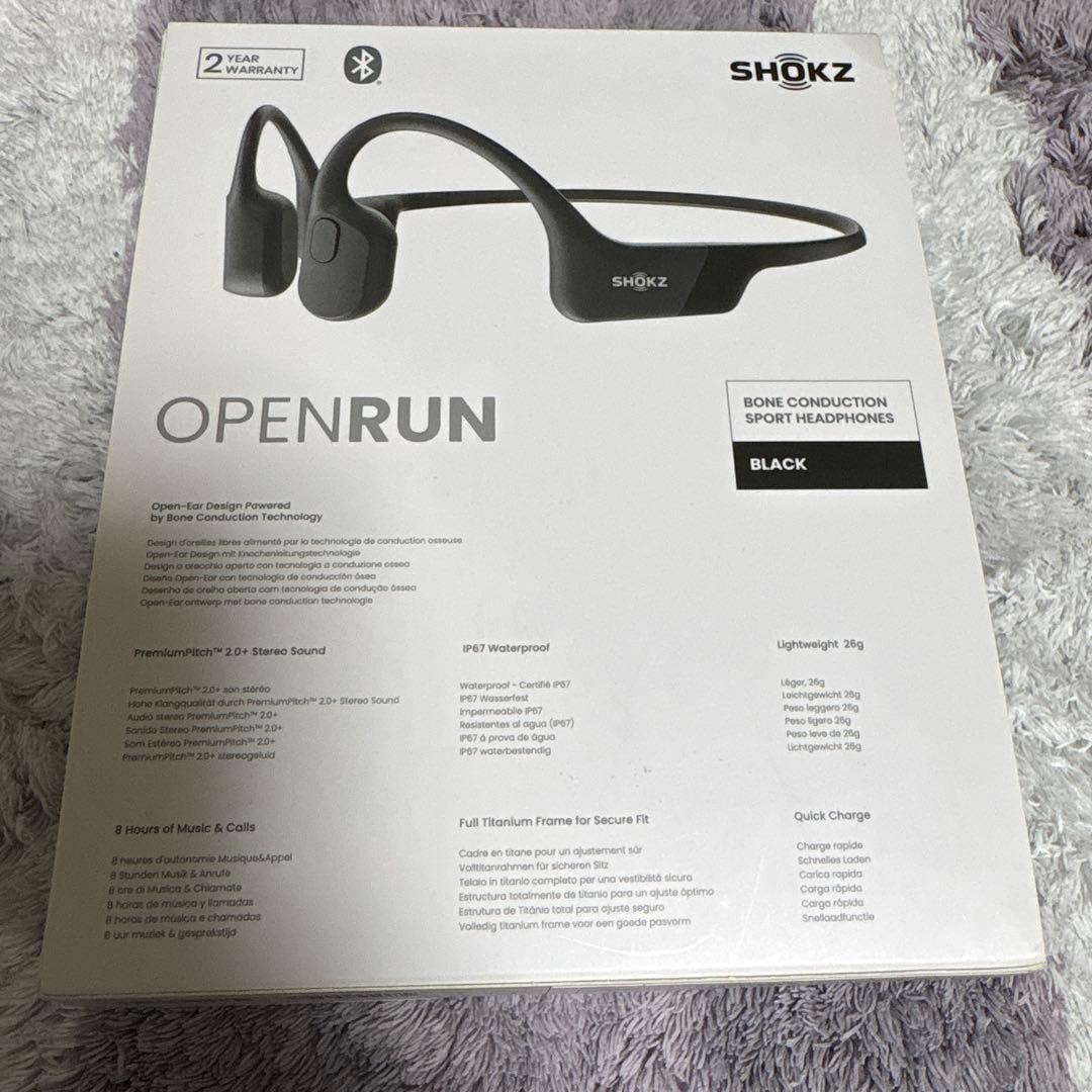 SHOKZ OpenRun 骨伝導スポーツヘッドホン ブラック S803