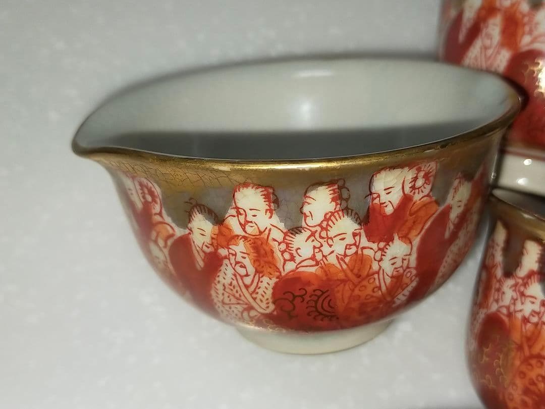 ♥九谷♥煎茶道具♥セット　急須　湯呑み　湯冷まし　赤絵　金彩　湯飲み