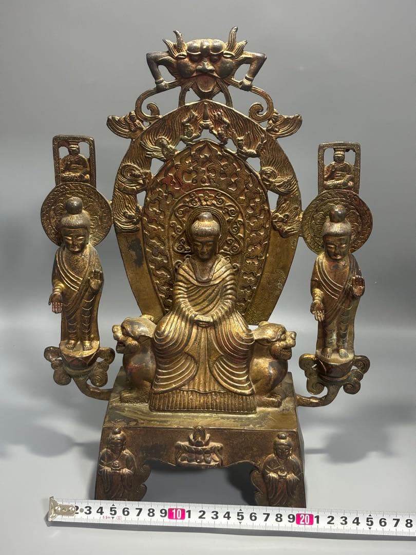 (期間セール)仏教古美術 純銅 文化遺産 文化財仏像伝承　 中央に仏と菩薩像
