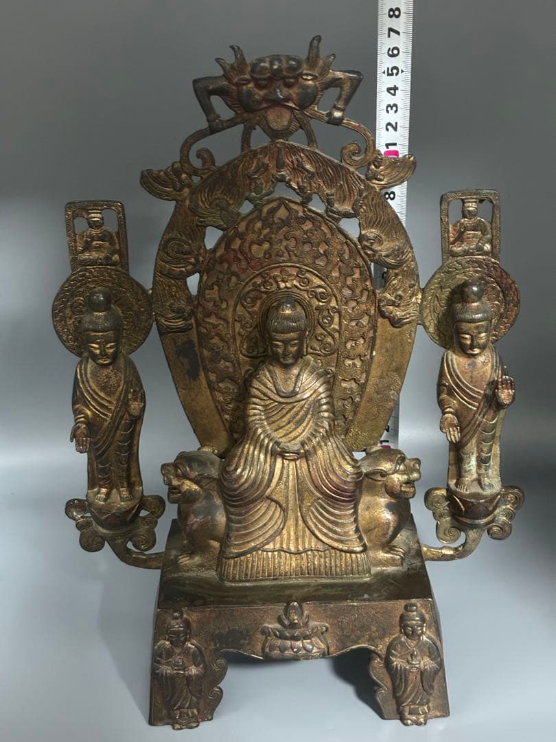 (期間セール)仏教古美術 純銅 文化遺産 文化財仏像伝承　 中央に仏と菩薩像