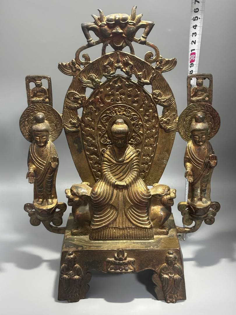 (期間セール)仏教古美術 純銅 文化遺産 文化財仏像伝承　 中央に仏と菩薩像