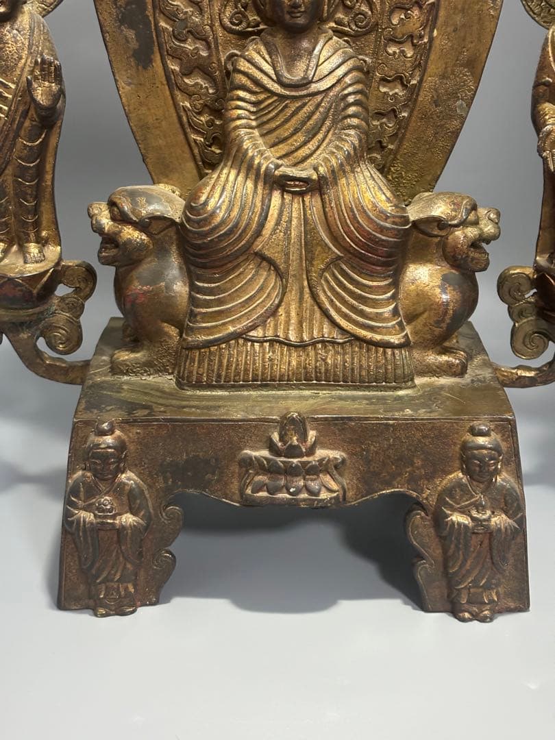 (期間セール)仏教古美術 純銅 文化遺産 文化財仏像伝承　 中央に仏と菩薩像