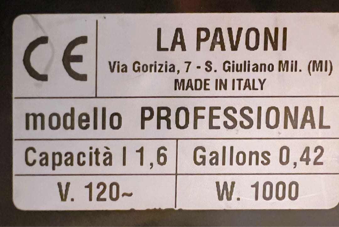 La Pavoni プロフェッショナル、used美品、ホルダー昨年購入、