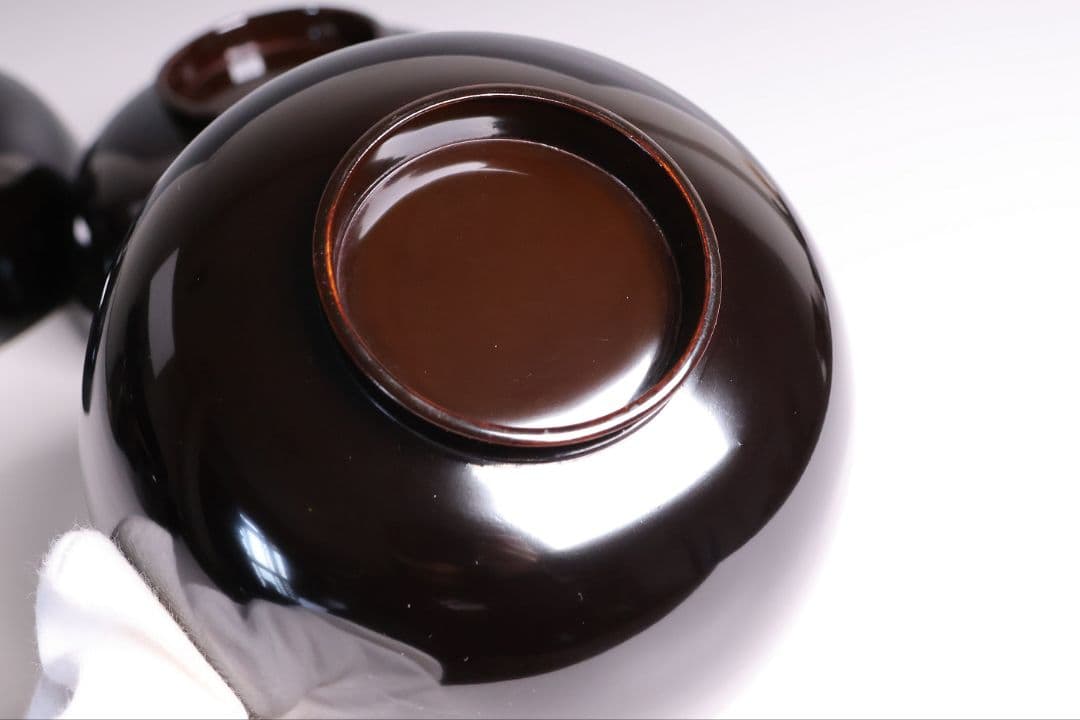 【CM434】天然木漆塗 菊金蒔絵 笹 黒塗椀五客 大正昭和 / (検)輪島加賀