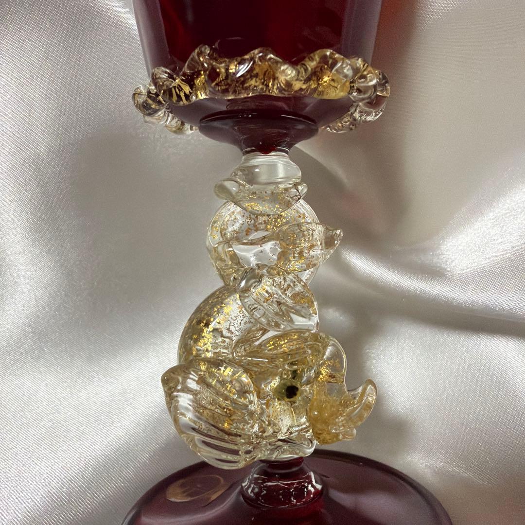 l*a様 ベネチアンガラス ムラーノグラス 金彩 ワイングラス イタリア