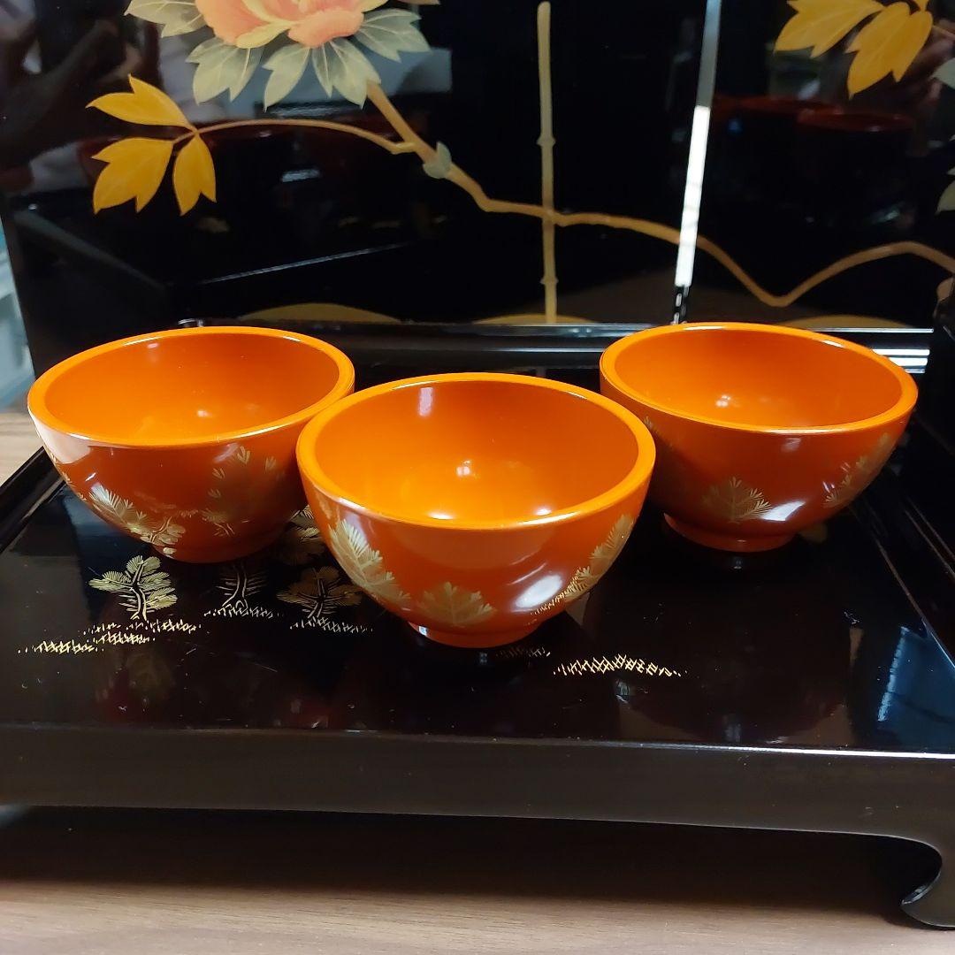 輪島塗吸物膳セット三人前