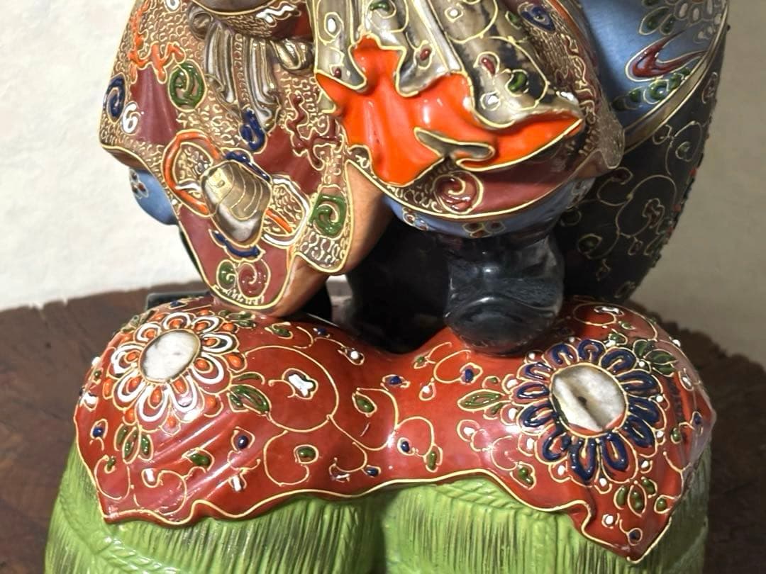 九谷焼 大黒天 置物 七福神 金彩 盛技法 骨董品 アンティーク 縁起物