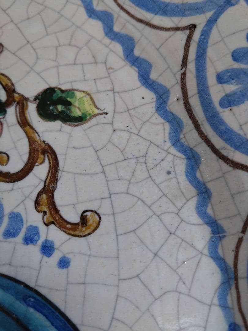 スペイン製 La Vieja España 大皿 飾り皿 鳥花柄 伝統工芸 貫入