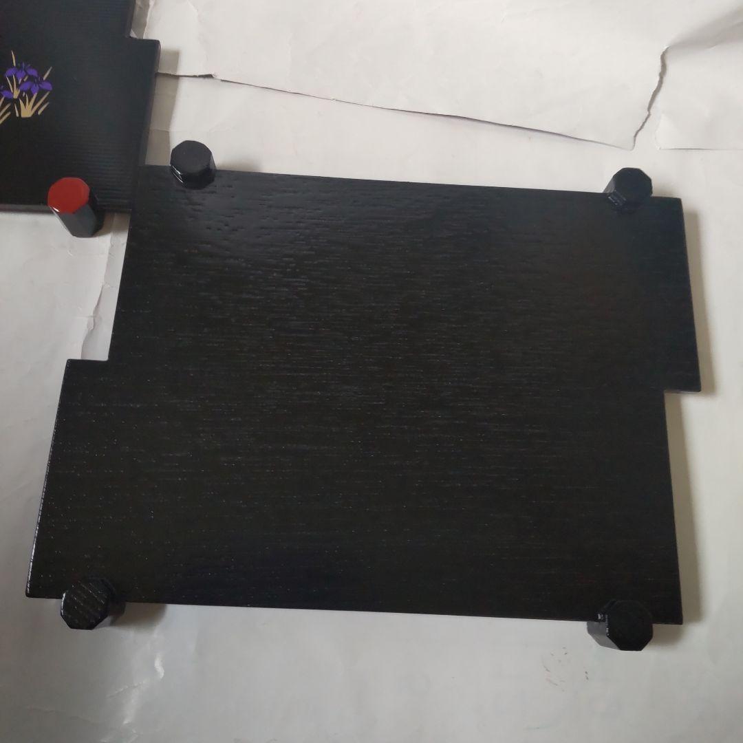 黒塗 漆器 八ツ橋 折敷 おしき 木製トレイ 2客組 美品 です。