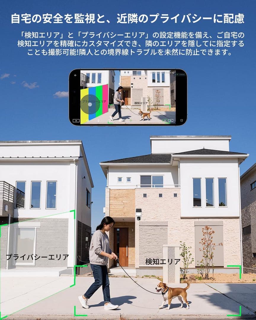 防犯カメラ ソーラー 屋外 360°追尾 WiFi デュアルレンズ