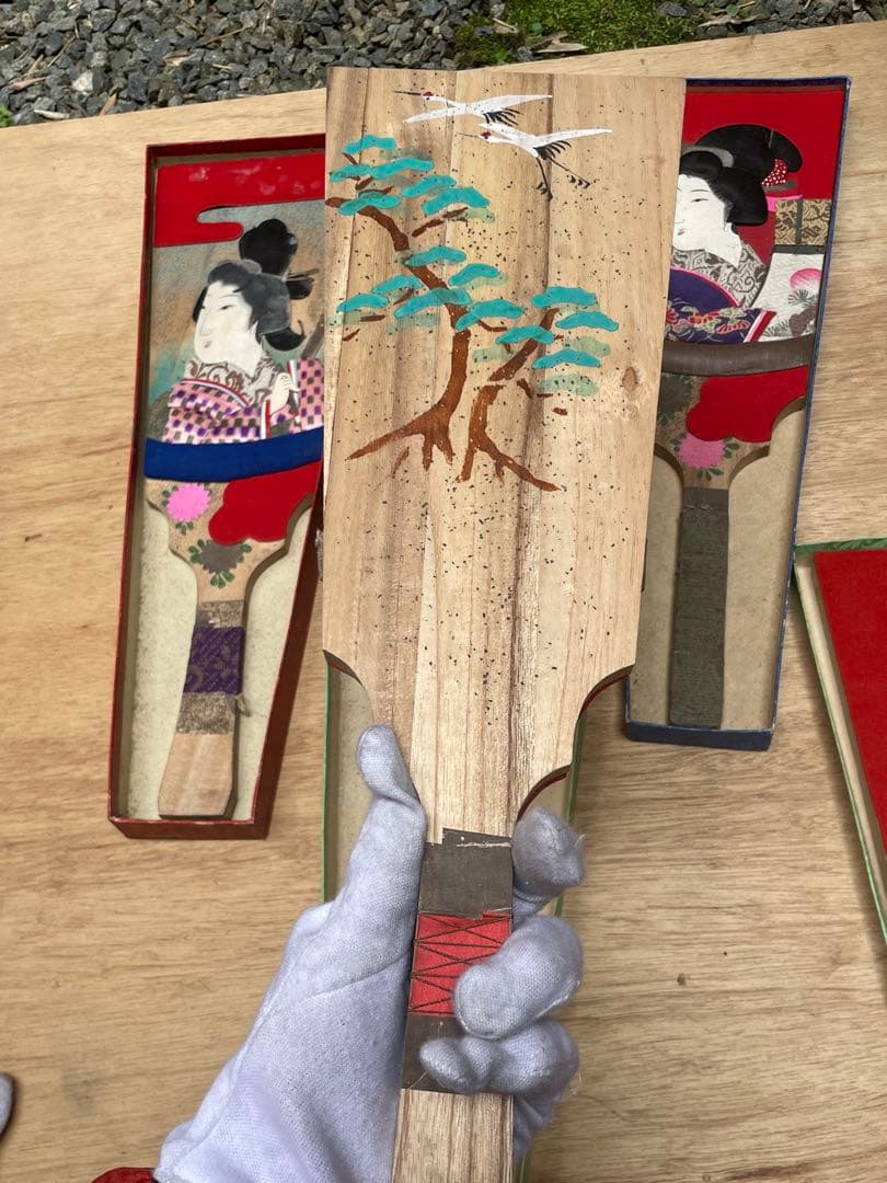 【希少】旧家蔵出し　明治期　押絵羽子板　　　4つ　アンティーク　骨董