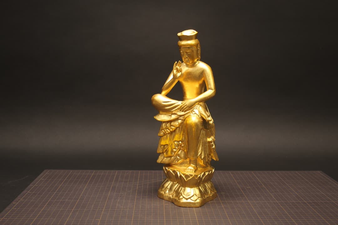 【即購入可】無垢材木彫／弥勒菩薩像／彫刻／仏・寺／茶道／煎茶／骨董／古美術／古玩