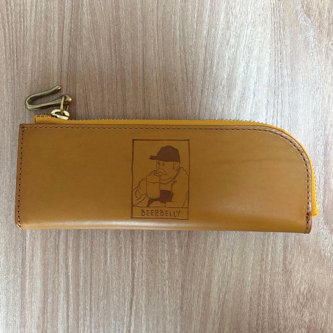 BEERBELLY ビアビリー レザー筆箱 イエロー ペンケース