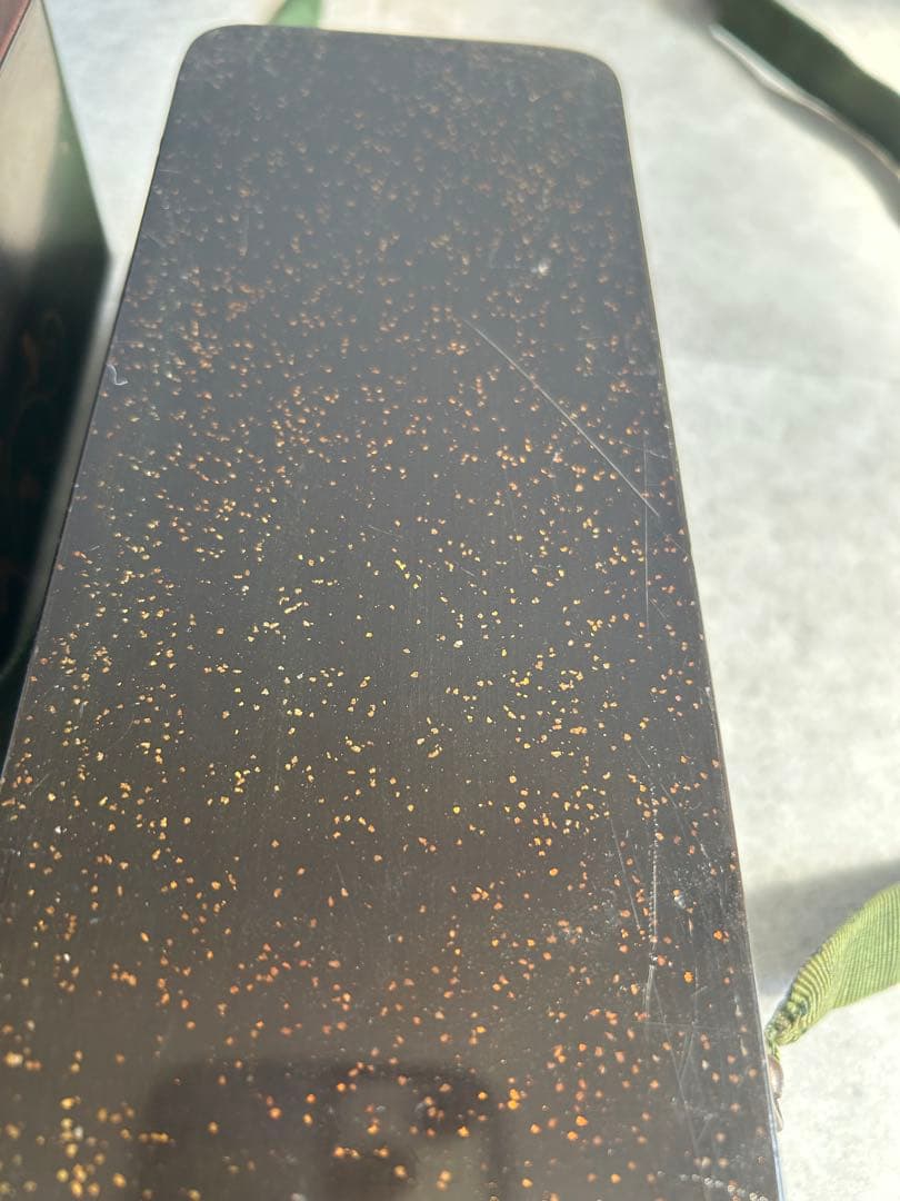 時代物　金蒔絵 唐草 家紋入 文箱（長手箱） 黒漆 漆器 骨董 42センチ