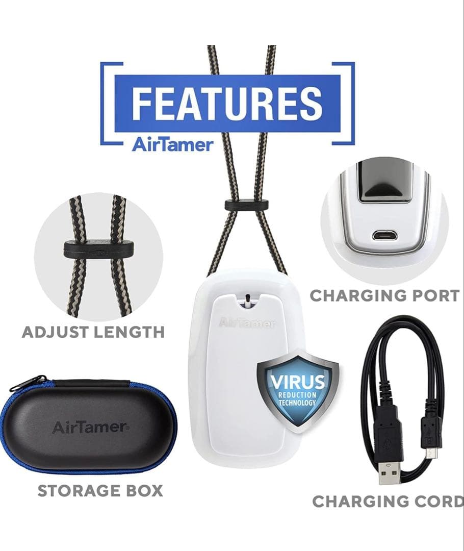 AirTamer A315W 高度な充電式ポータブル空気マイナス イオン発生器