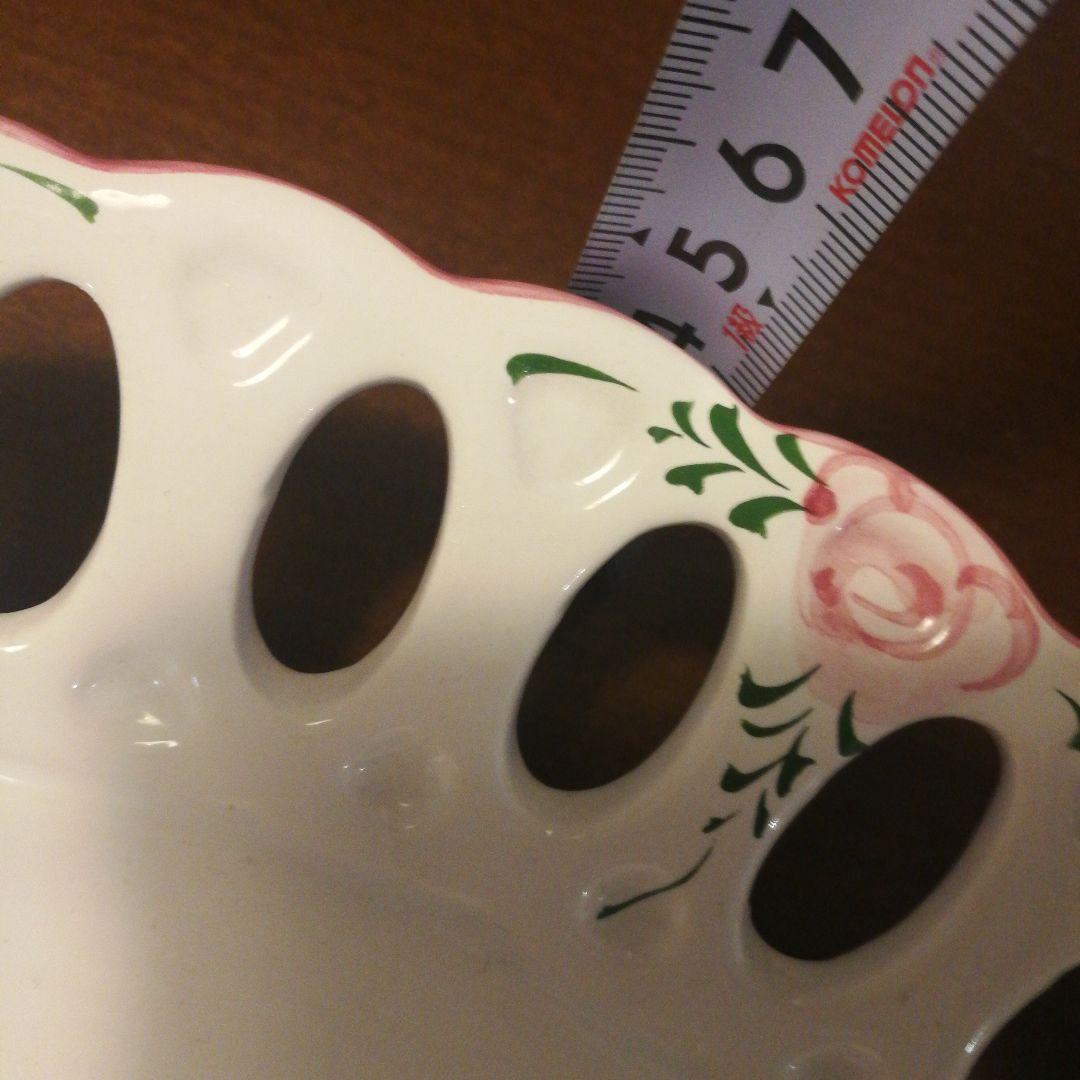 花柄透かし彫り陶器の飾りプレート29cm 4枚組　手書き絵　ポルトガル製