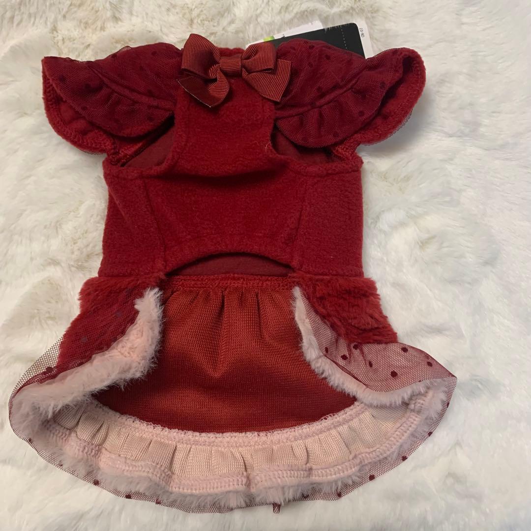 きゃんナナ　きゃんくまパフスリーブワンピース　新品　SS ラズベリーレッド