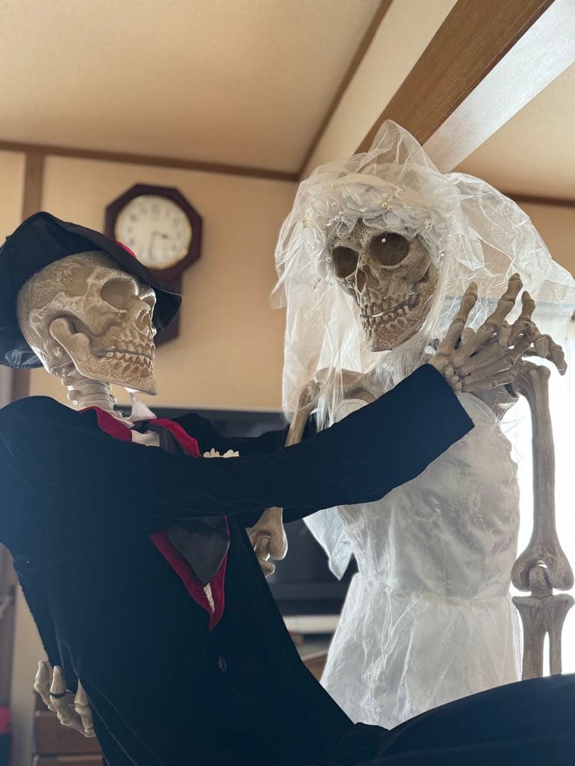 希少　 ガイコツ 新郎新婦 巨大 1,8m ハロウィン コストコ　実働