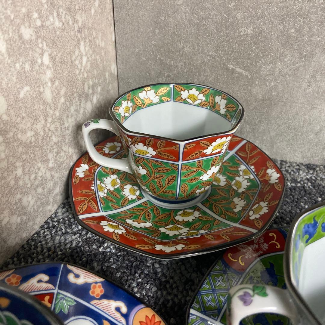 有田焼　雅祥窯　古伊万里　絵変わり　コーヒー椀皿揃　金彩　5客セット