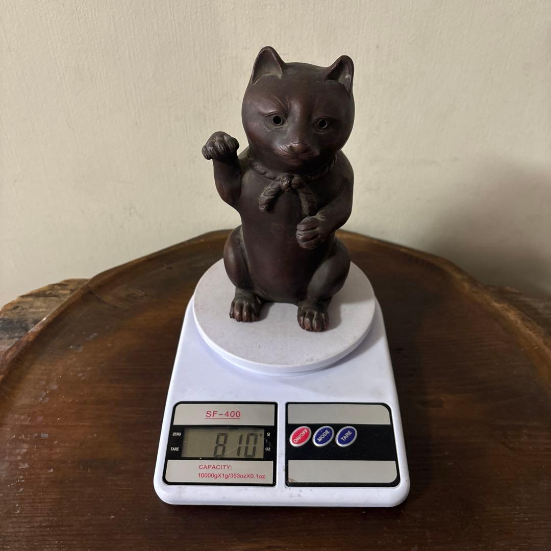 古備前招き猫　幕末〜明治時代　古道具　アンティーク　骨董 眠り猫　福助　李朝