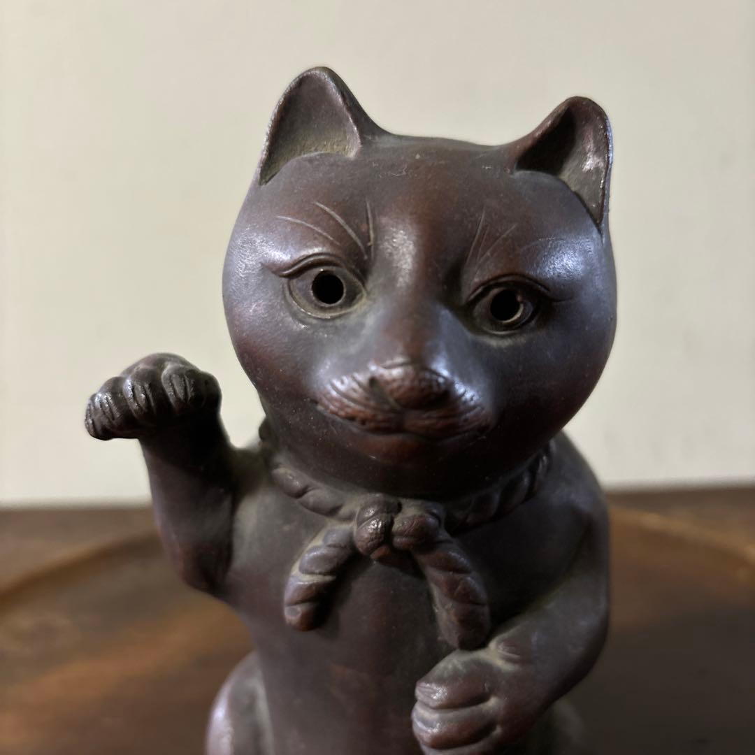 古備前招き猫　幕末〜明治時代　古道具　アンティーク　骨董 眠り猫　福助　李朝