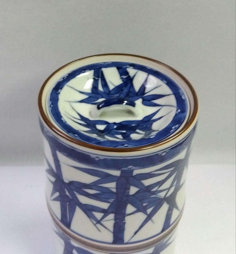 茶道具 水指 細水指 染付 竹絵 手塚祥堂 京焼 清水焼