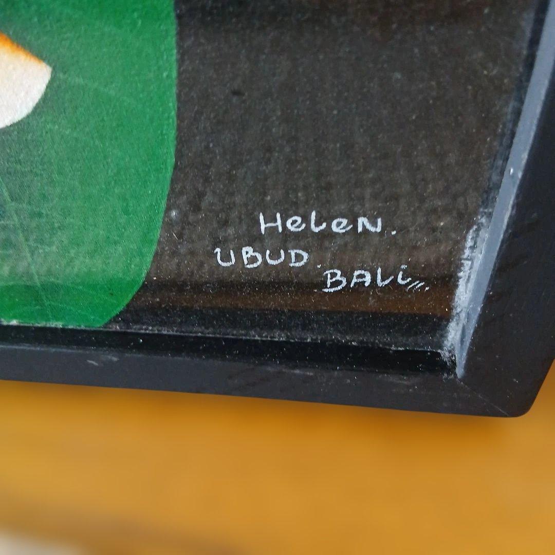 helen バリ 絵画 絵 プンゴセカン 鳥 花鳥風月　幸運絵画　プルメリア