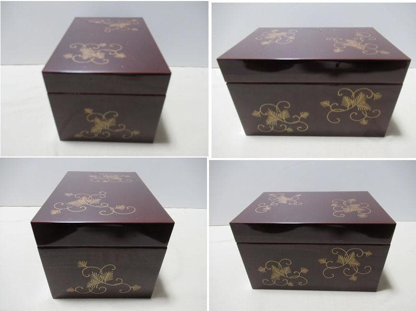 茶道具　木製溜塗蒔絵茶箱　中の道具揃い