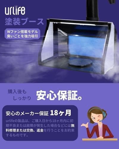 urlife 塗装スプレーブース LED照明ライト 2基パワフルファン 明るさA