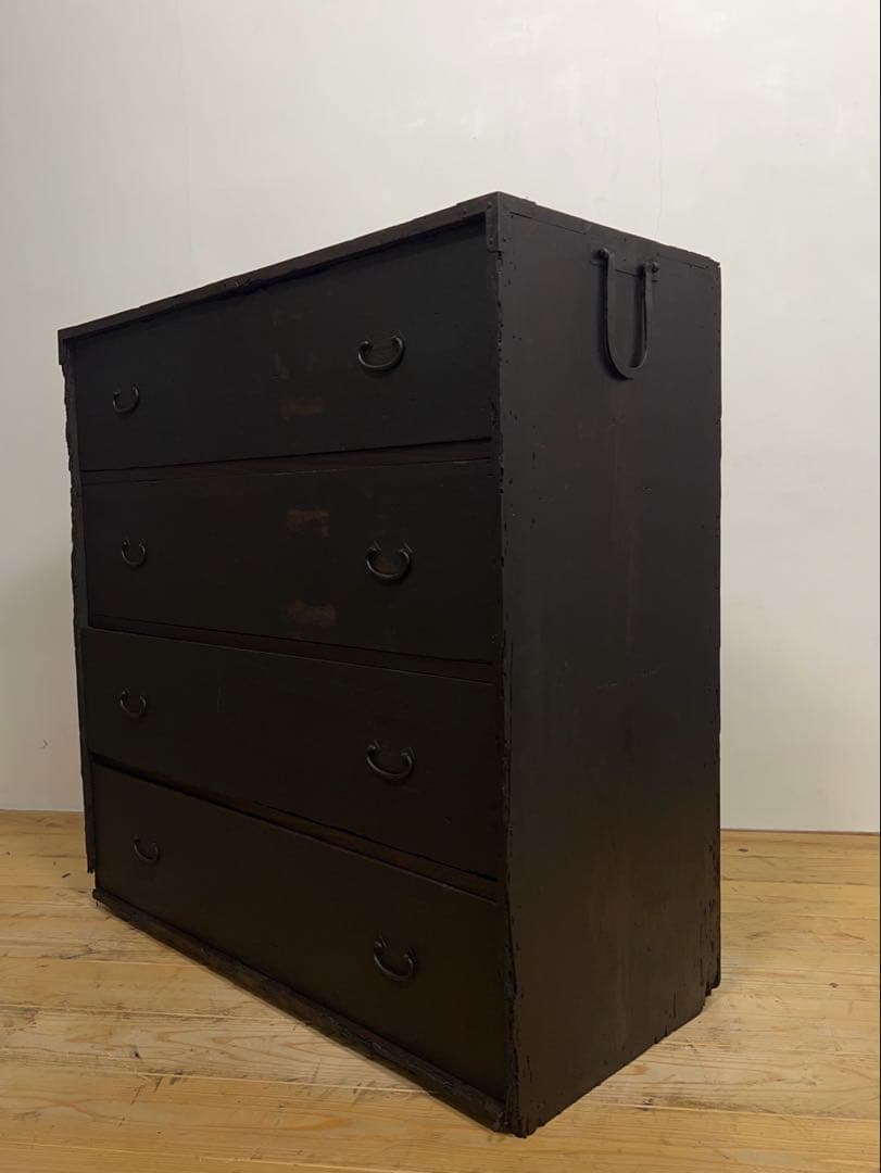 黒　和箪笥　M0　古道具　古家具　和家具　ビンテージ　アンティーク　レトロ