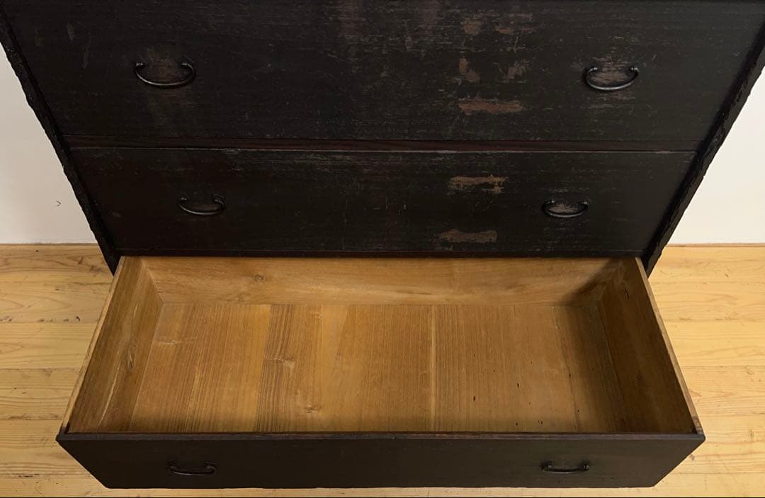 黒　和箪笥　M0　古道具　古家具　和家具　ビンテージ　アンティーク　レトロ