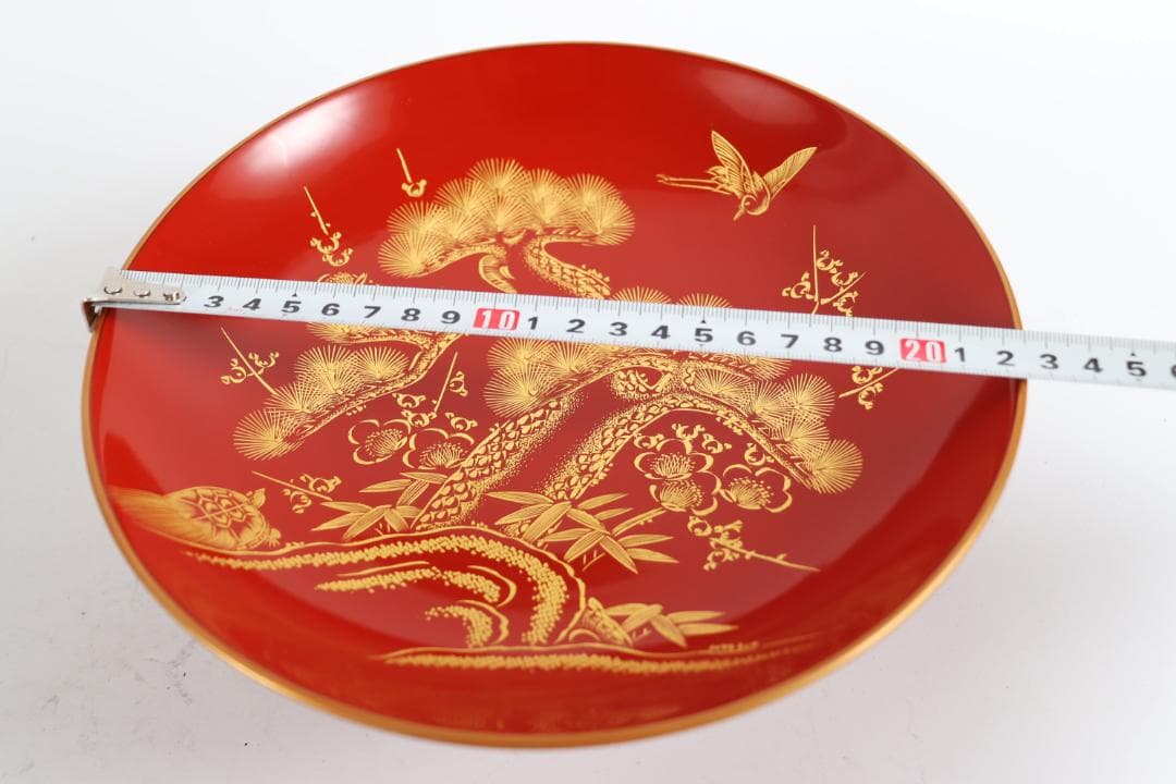 輪島塗 石昌斎 金縁松竹梅朱盃 大 共箱 酒器 漆器