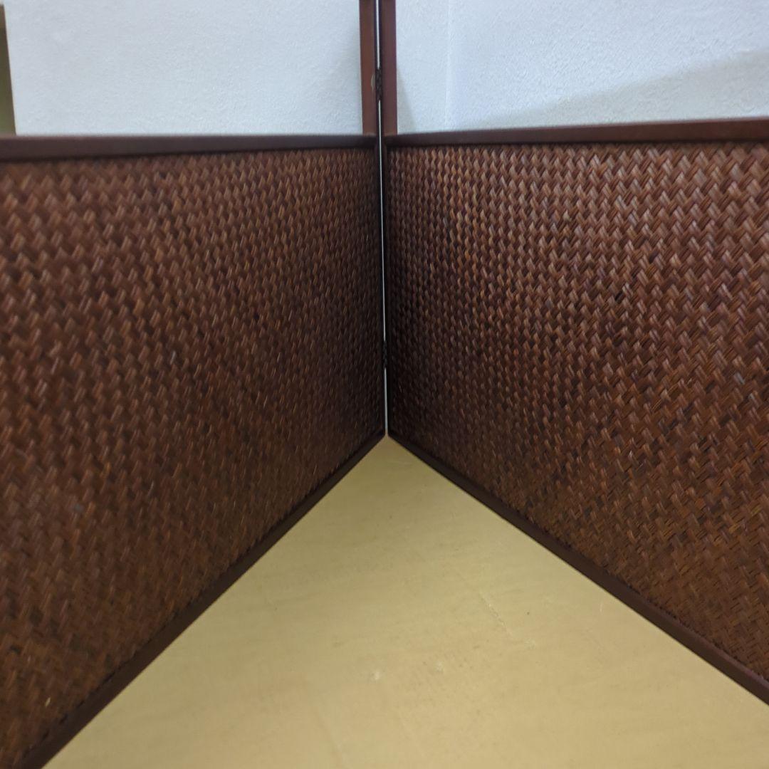 風炉先屏風　両面開き　網代　利休梅　茶道具　透かし　屏風　間仕切り